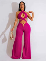 Criss Cross Halter Neck Jumpsuit