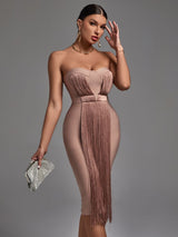 Tassel Bandage Evening Party Dress