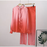 Elegant Casual Gradient Satin Set