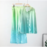 Elegant Casual Gradient Satin Set