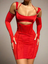 Mesh Sheer Corset Mini Dress