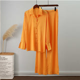 Elegant Casual Gradient Satin Set