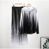 Elegant Casual Gradient Satin Set