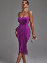Tassel Bandage Evening Party Dress