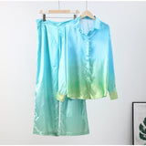 Elegant Casual Gradient Satin Set
