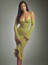 Chiffon Zipper Lace Up Dress