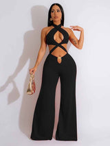 Criss Cross Halter Neck Jumpsuit