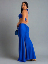 Criss Cross Halter Neck Jumpsuit