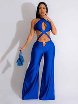 Criss Cross Halter Neck Jumpsuit