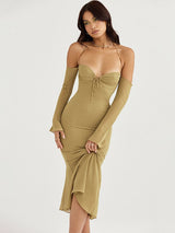 Chiffon Zipper Lace Up Dress