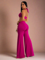 Criss Cross Halter Neck Jumpsuit