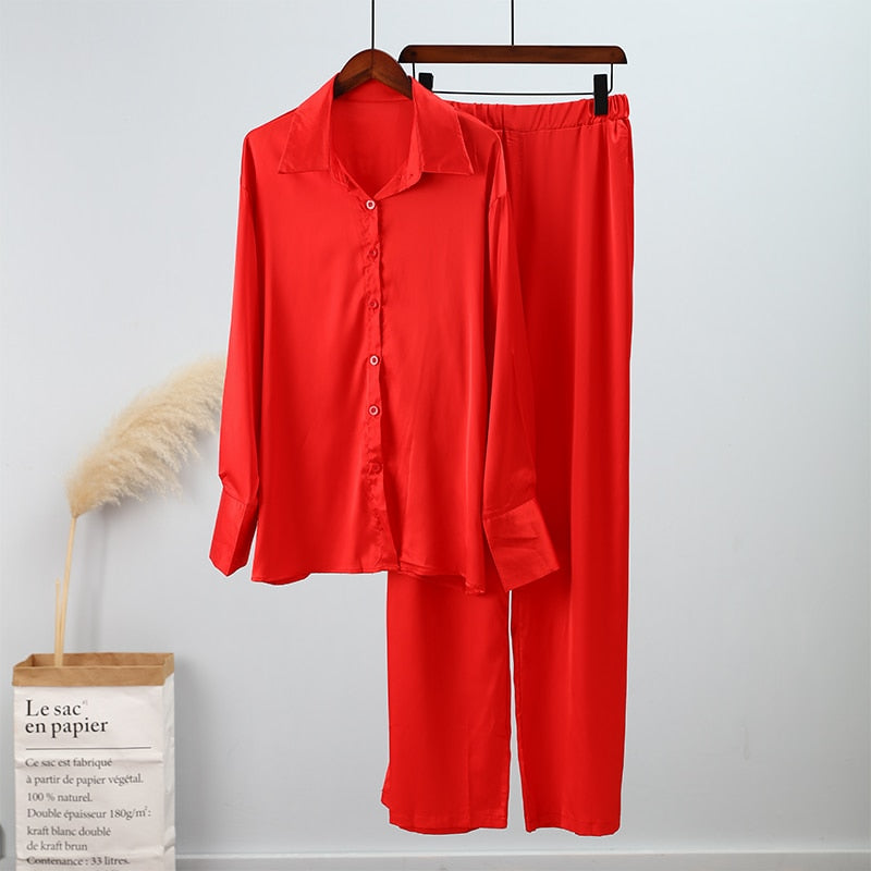 Elegant Casual Gradient Satin Set