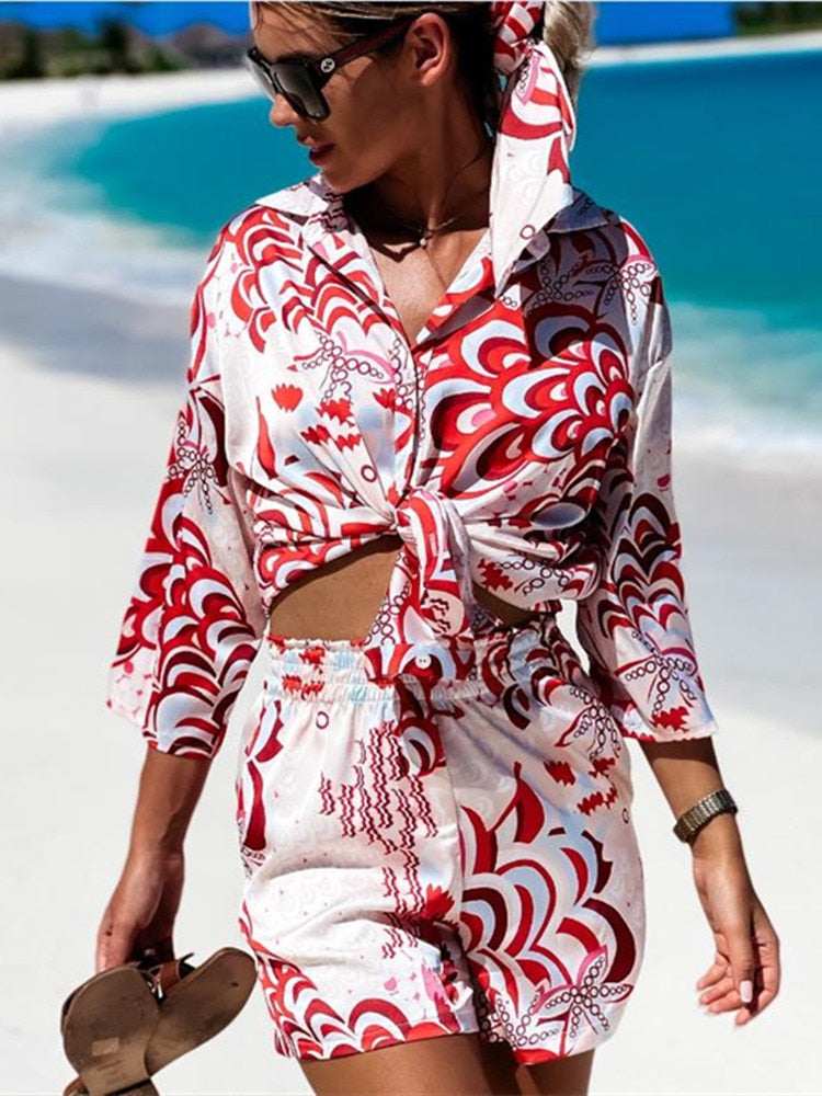 Beach Satin Summer Casual Sets