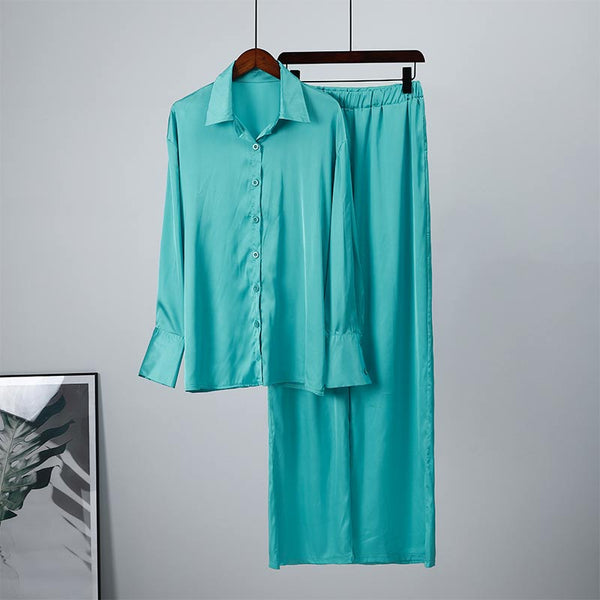 Elegant Casual Gradient Satin Set