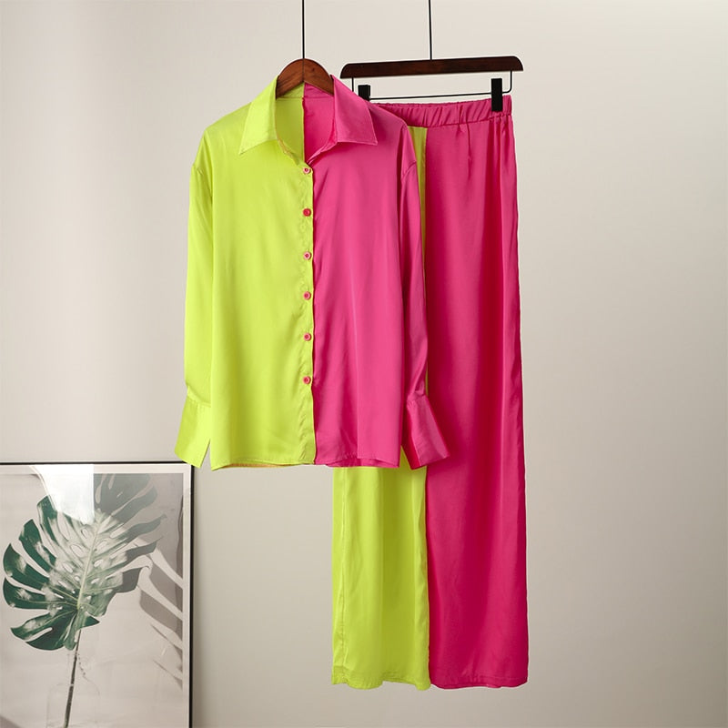Elegant Casual Gradient Satin Set
