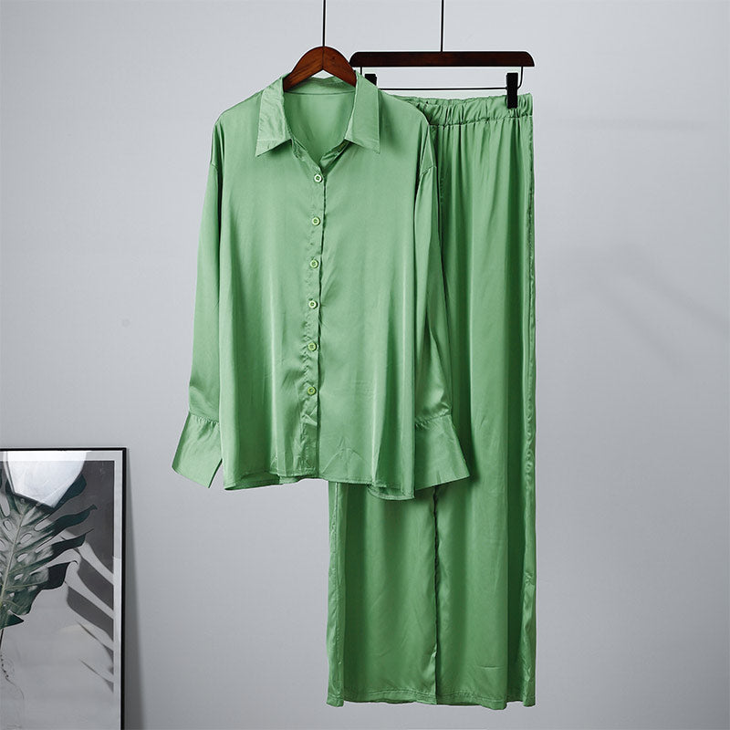 Elegant Casual Gradient Satin Set
