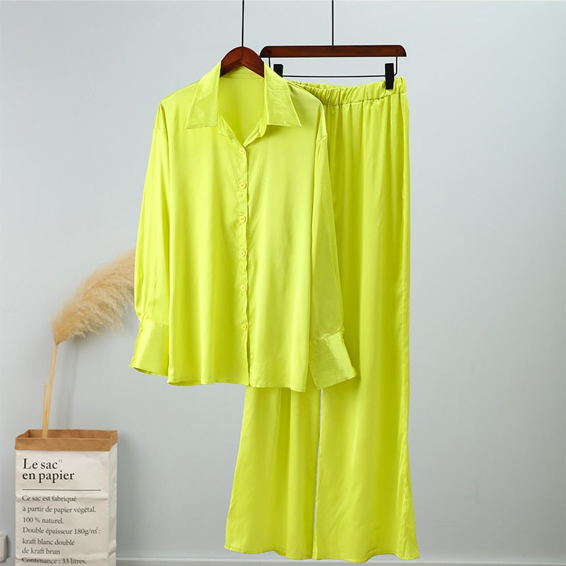 Elegant Casual Gradient Satin Set