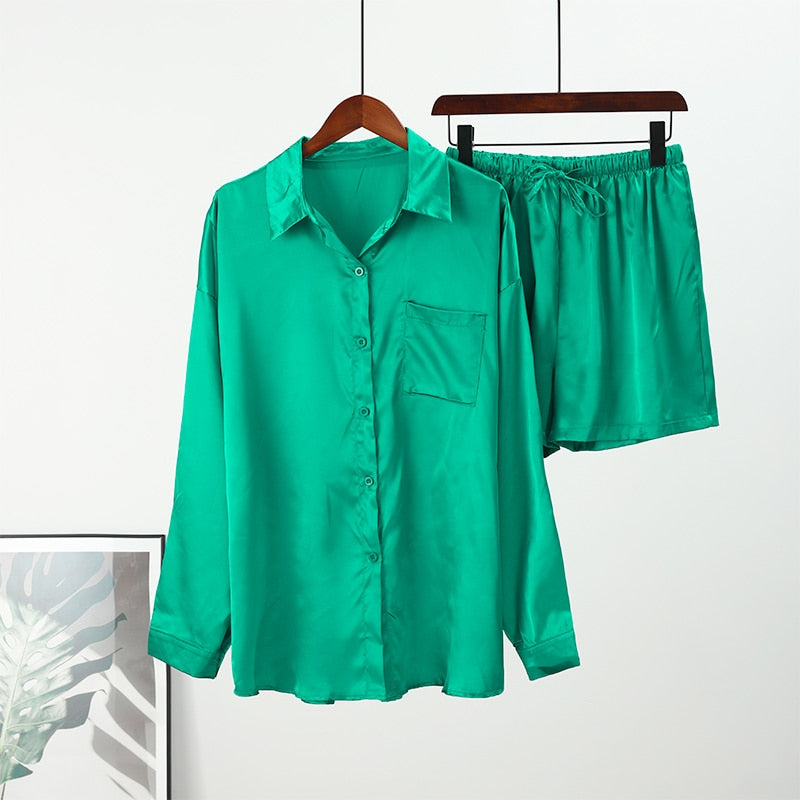 Elegant Casual Gradient Satin Set