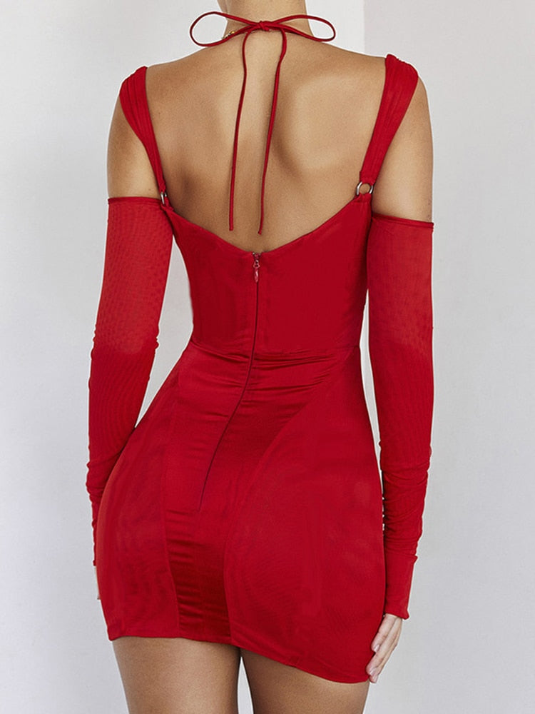 Mesh Sheer Corset Mini Dress