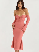 Chiffon Zipper Lace Up Dress