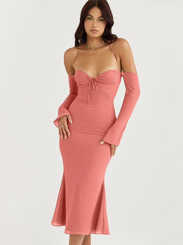 Chiffon Zipper Lace Up Dress